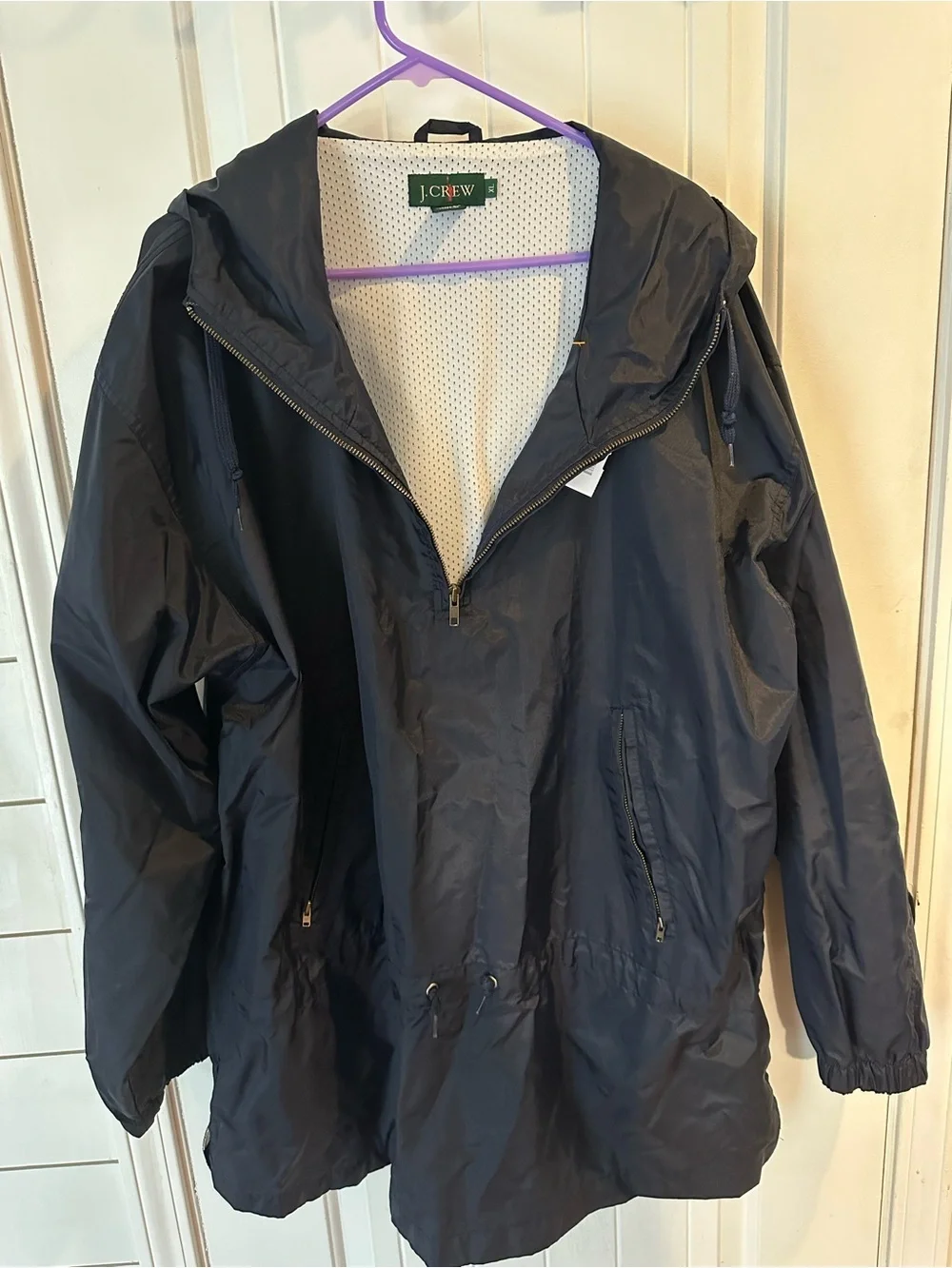 J. Crew vintage 1990s Navy Hooded Windbreaker Anorak